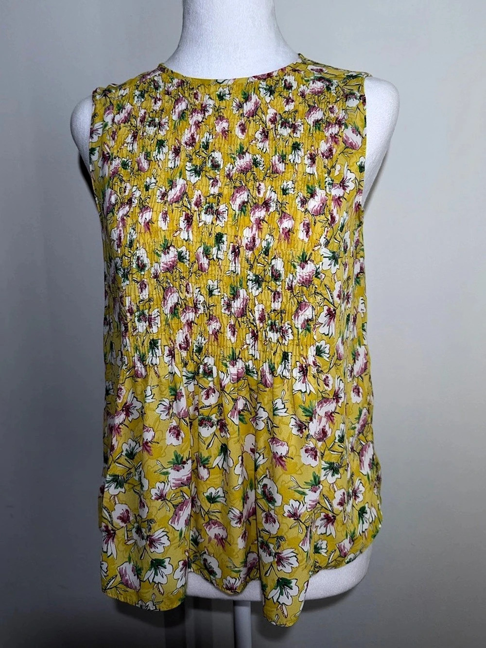ZARA Floral Sleeveless Blouse in Yellow & Pink